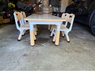 Height adjustable kids table with 4 chairs