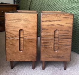 Cttasty Walnut Mid Century Modern 9.84” Narrow Nightstands