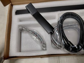 Aklfgn Freestanding Floor Mount Bathtub Filler Faucet With Handsprayer In Matte Black 