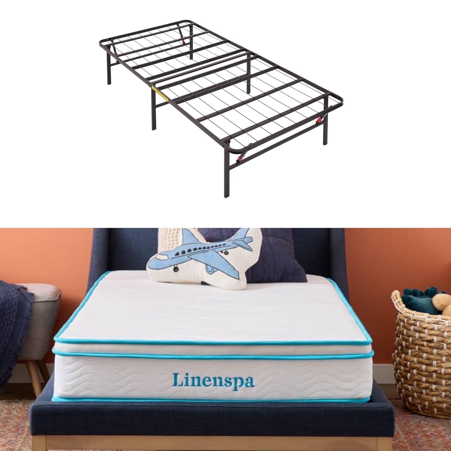 Twin XL Mattress & Folding Metal Frame