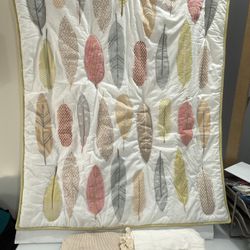 Feather Pattern boho baby crib bedding set 3pcs unisex