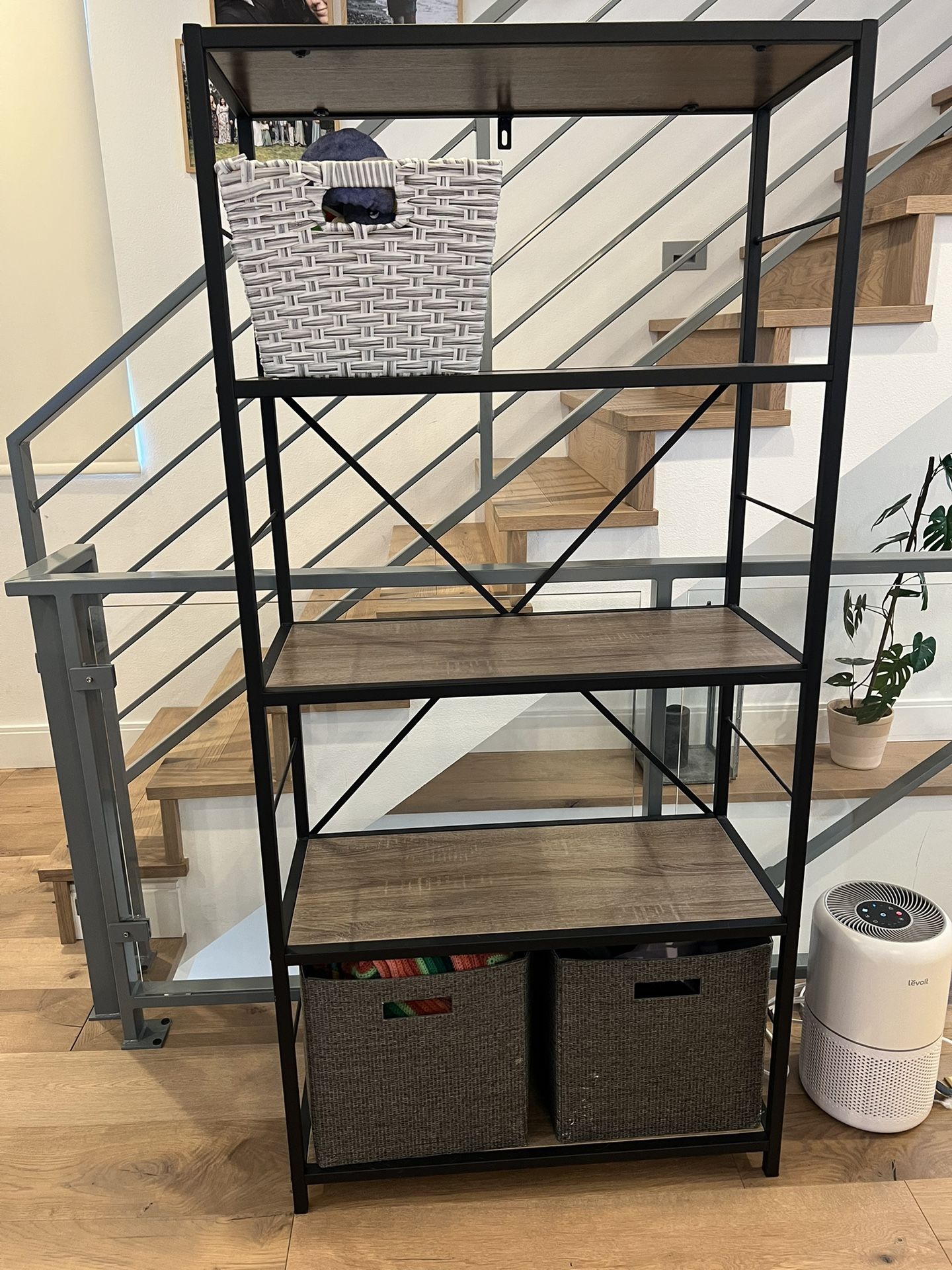 2 Industrial Style 4 Shelf Bookshelves