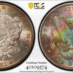 1881 S PCGS/MS63 Monster Toned Morgan Silver Dollar