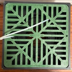 NDS 9 in. Plastic Square Low Profile Drainage Catch Basin with Grate in Green