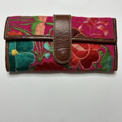 Mexican Leather Wallet ,embroidered Floral Wallet 