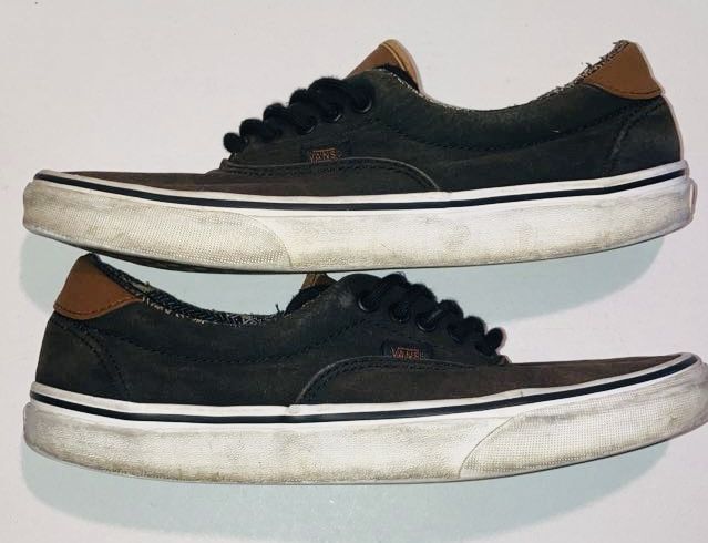 VANS Era 59 Shoes Black Canvas Well Worn Distressed Vintage Faded Men’s Sneakers