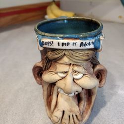 Funny Pottery Mug Signed Jac Genovese