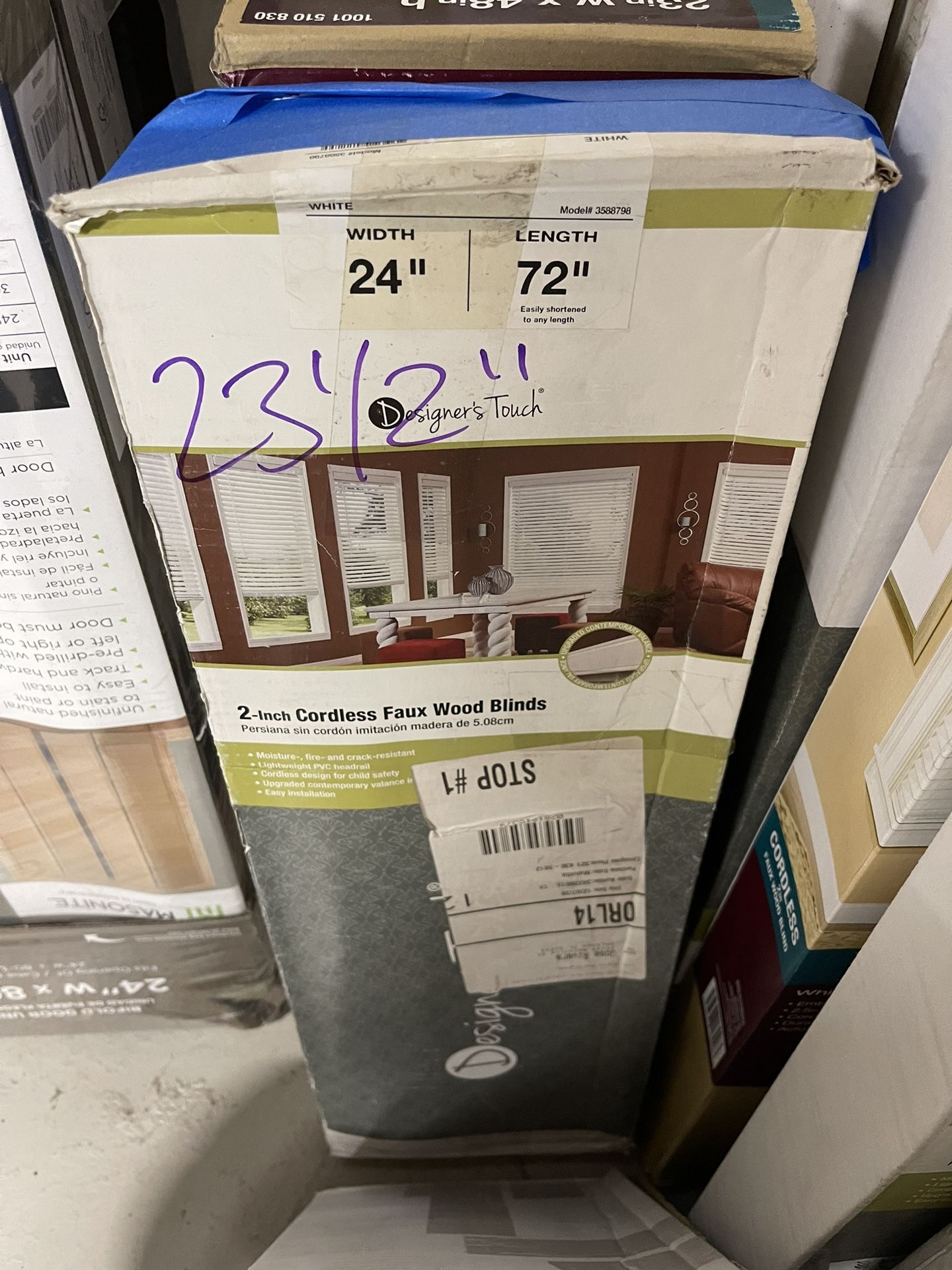 $30 - 2 Cordless 2in Faux Wood Blinds 23-1/2 x 72