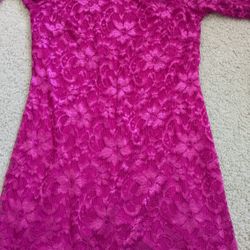 Nine West Pink Lace Long Sleeve Dress