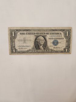 1957 Star Note One Dollar Blue Seal Note Certificate Old Us