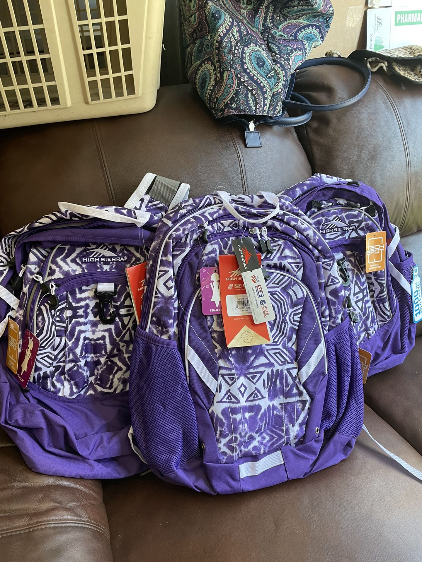 3 New Purple Backpacks