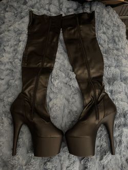 6” Black Leather Stiletto Boots
