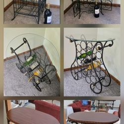 🍷🍺 TALL Bar Pub Table $139, Glass Top  Table w/Beverage Rack $135, Wrought Iron Wine Rack $49  Holmdel nj
