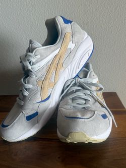 NEW Men's ASICS (PICK UP TODAY) Gel-Kayano 5 Retro Sneakers — Cream/Gold/Blue — Size 9.5