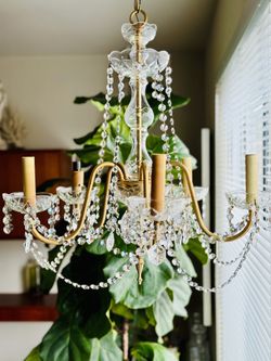 Vintage Mid-Century Crystal Chandelier Medium Sized