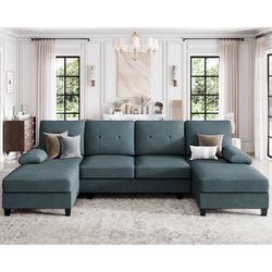 New High Quality 106.3" Modern U-Shaped Sectional Sofa with Chaise, Fabric Modular Couch, 4 Seat Oversized Sofa with Chaise for Living Room  New in bo