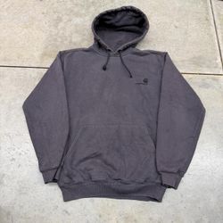 vintage carhartt faded black small logo heavyweight hoodie size small