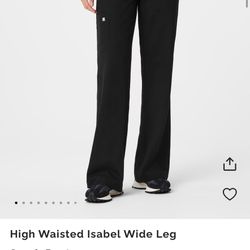 New Black Wide Leg Figs Scrub Pants 