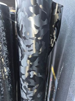 Camouflage black vinyl wrap by yard