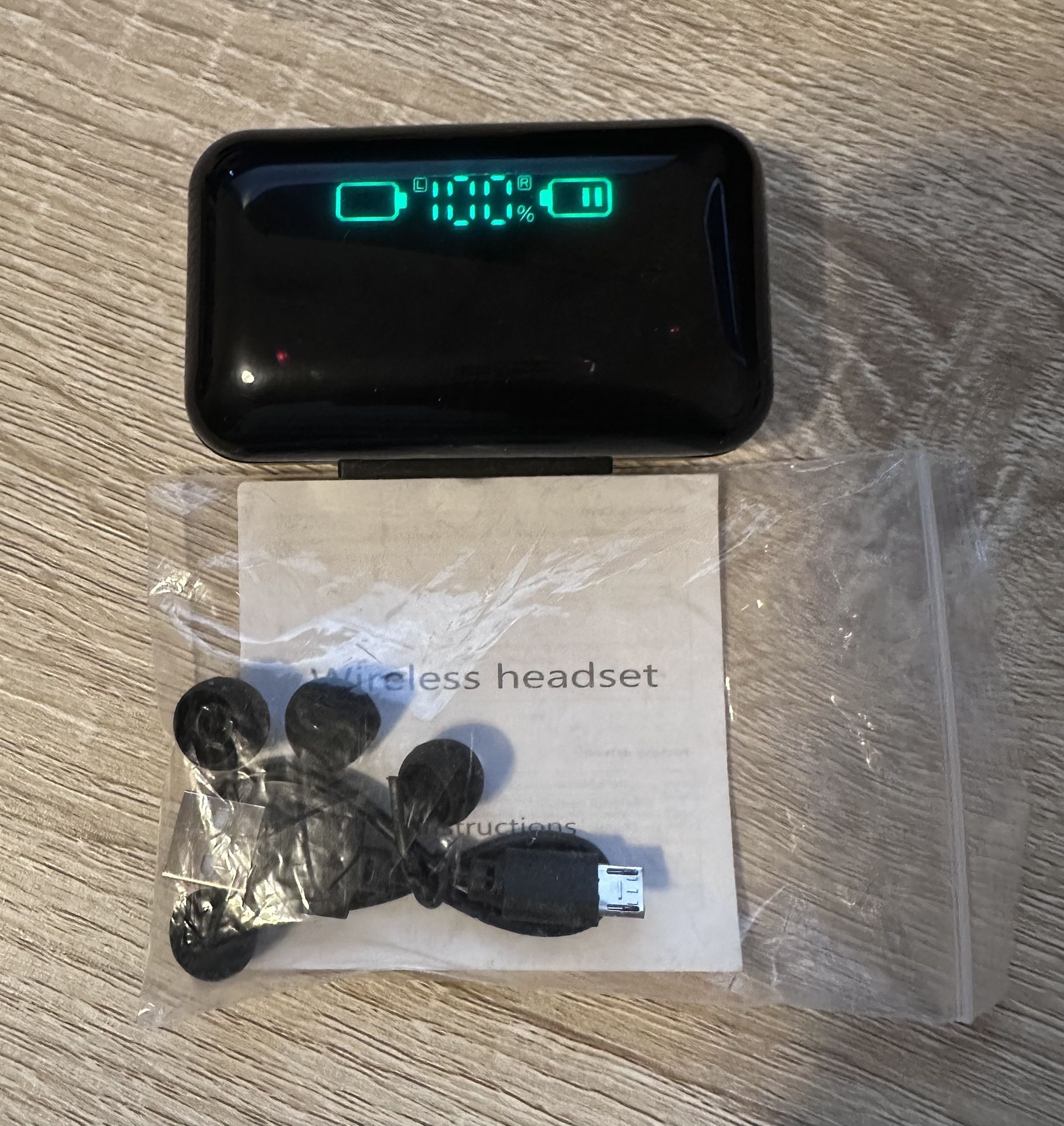 TWS Black Bluetooth 5.0 Wireless Earbuds Headphone Waterproof