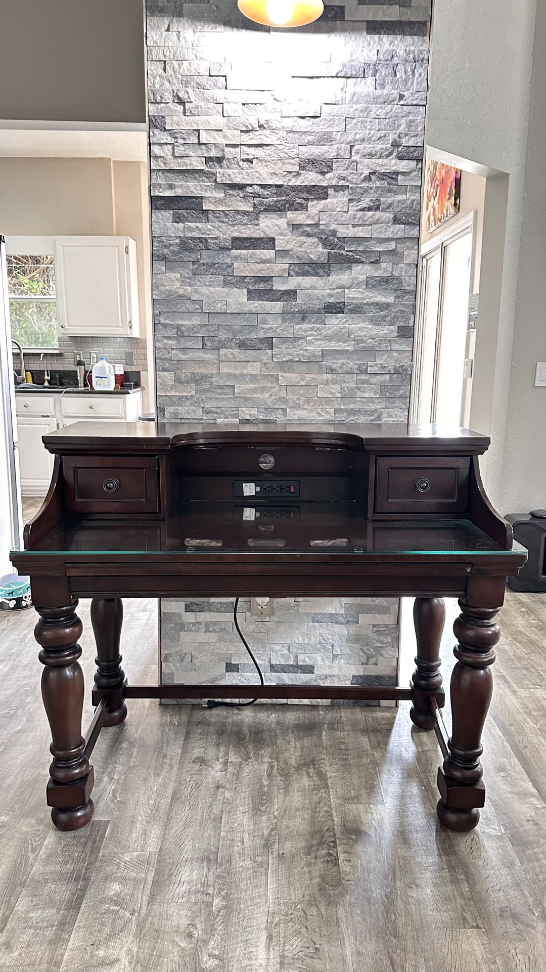 Ashley Furniture Porter Home Office Desk w/ 2 Drawer Hutch