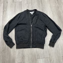 Kenneth Cole Reaction Women’s Tencel Black Bomber Jacket Size Small