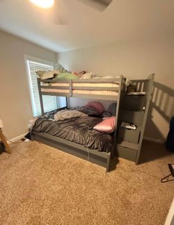 Twin-over-full Bunk Bed with Stairs and Storage