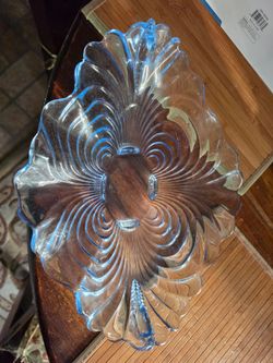 vintage Cambridge Glass Caprice centerpiece bowl in moonlight blue
