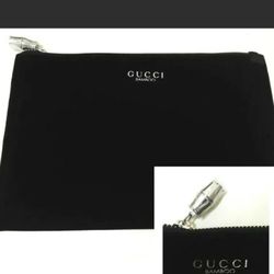 Authentic GUCCI Bamboo Logo Black Velvet Pouch Aesthetic Purse Cosmetic Bag