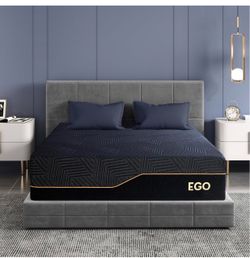 EGO - Black 14” Queen Memory Foam Mattress – ( open Box)