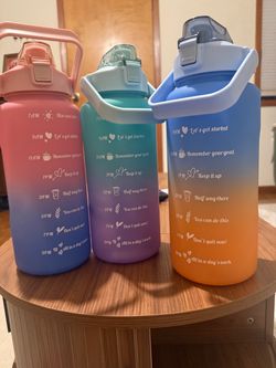 3-in-1 Motivational Water Bottle Set (64 oz, 21 oz, 8 oz) - Multiple Colors Available