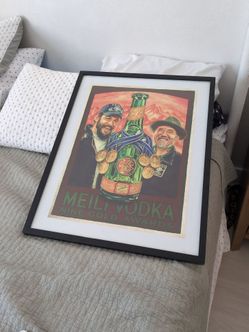 Framed Jason Momoa vodka poster