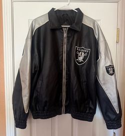 Vintage Essex NFL Oakland Raiders Faux Leather Bomber Jacket Men's Medium M