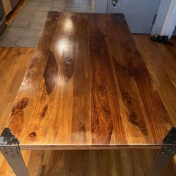 Wood Table With Metal Accents 