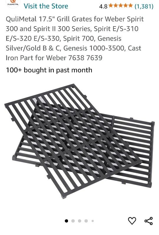 Uniflasy 7639, 304 Stainless Steel Grates for Weber Spirit and Spirit II 300 Series Spirit E-310 E-330 E/S320 Genesis Silver/Gold B & C Genesis Platin