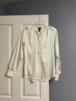 Express Long Sleeve White Blouse, Woman, XS, NWT, V-Neck Button