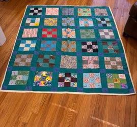 Handmade Multi-Colored Quilt (68”x 79”)