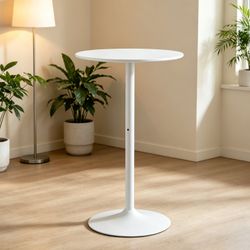 Homy Casa Thasos 24" Round Bar Table for Small Space Dining, White