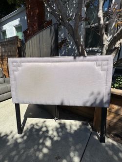 Upholstered Queen Size Headboard with Nailhead Trim