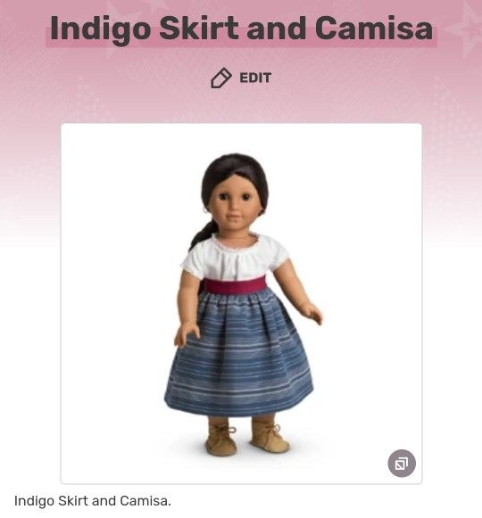 Retired Josefina Indigo School Outfit American Girl Doll Skirt Camisa Belt 