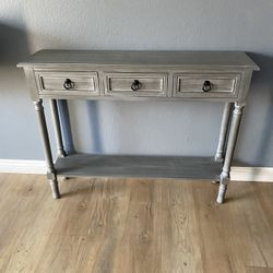 Console Table with 3-Top Drawers and Live Chat Open Shelf  .