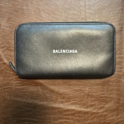 Balenciaga Black Leather Waller 