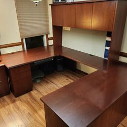 Steelcase Executive Desk Solid Wood 4 Pieces w/Hutch