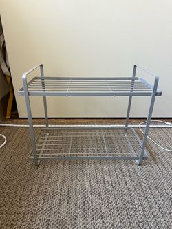Silver two-tiered shelf
