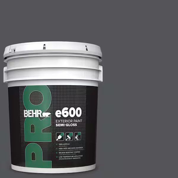 BEHR PRO 5 gal. #N510-6 Orion Gray Semi-Gloss Acrylic Exterior Paint