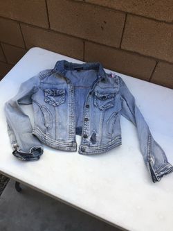 Cropped Distressed Denim Jean Jacket