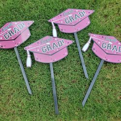 SET of (4) Graduation 20.5" Maroon Congrats GRAD Yard  Sign Decorations 