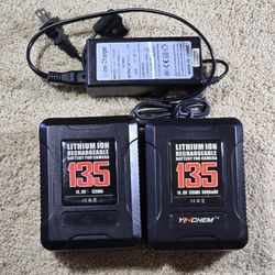 Two 135Wh V Mount Batteries & D Tap Charger 