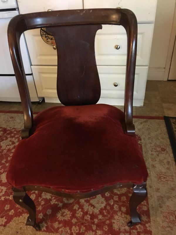 Lovely Antique Chair With Burgundy Velvet Seat Good Condition For Sale In Palo Alto Ca Offerup