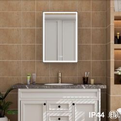 20 in. W x 30 in. H Rectangular Aluminum Recessed/Surface Mount LED Medicine Cabinet with Mirror, Outlets, Right-Hinge